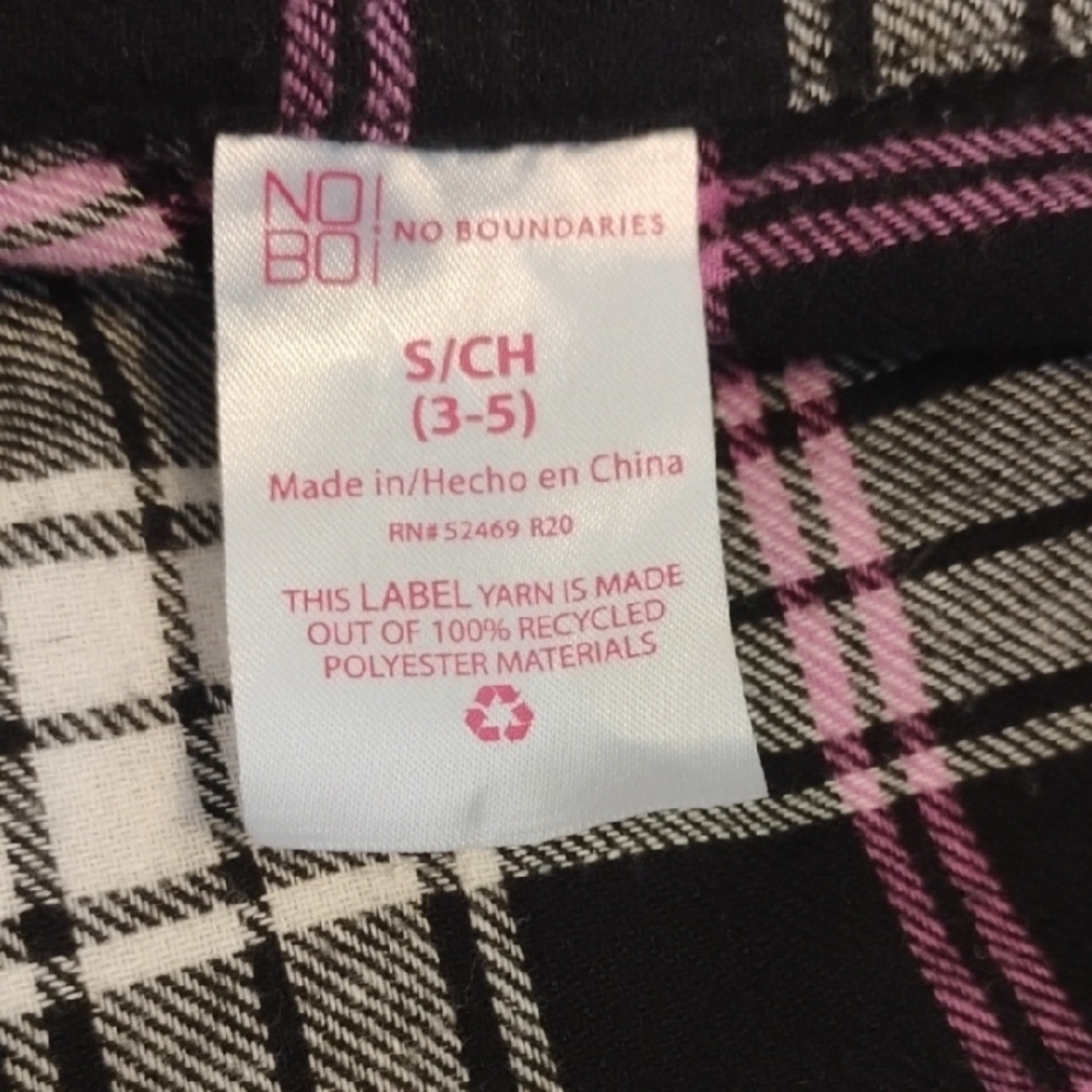 5/$20 Small (3-5)No Boundaries Black, White And Purple Plaid Shirt - Picture 4 of 5